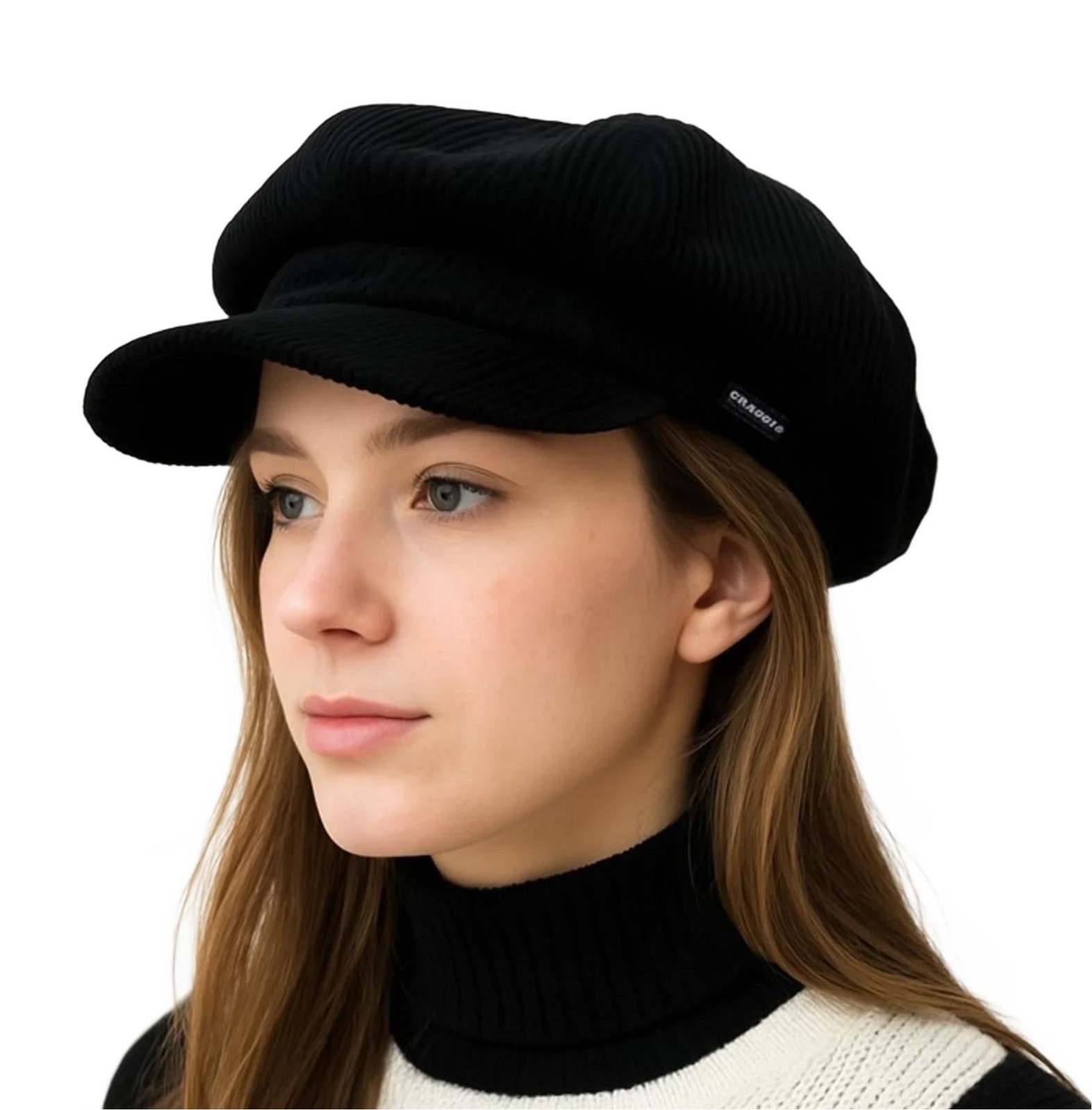 Baker Boy Hat Craggi Cord Ribbed Style Head Cap Mens Womens Visor Hats Black