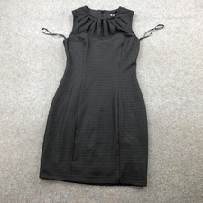 Guess Dress Womens 4 Black Textured Sleeveless Bodycon Cutout Sheath Knee Length