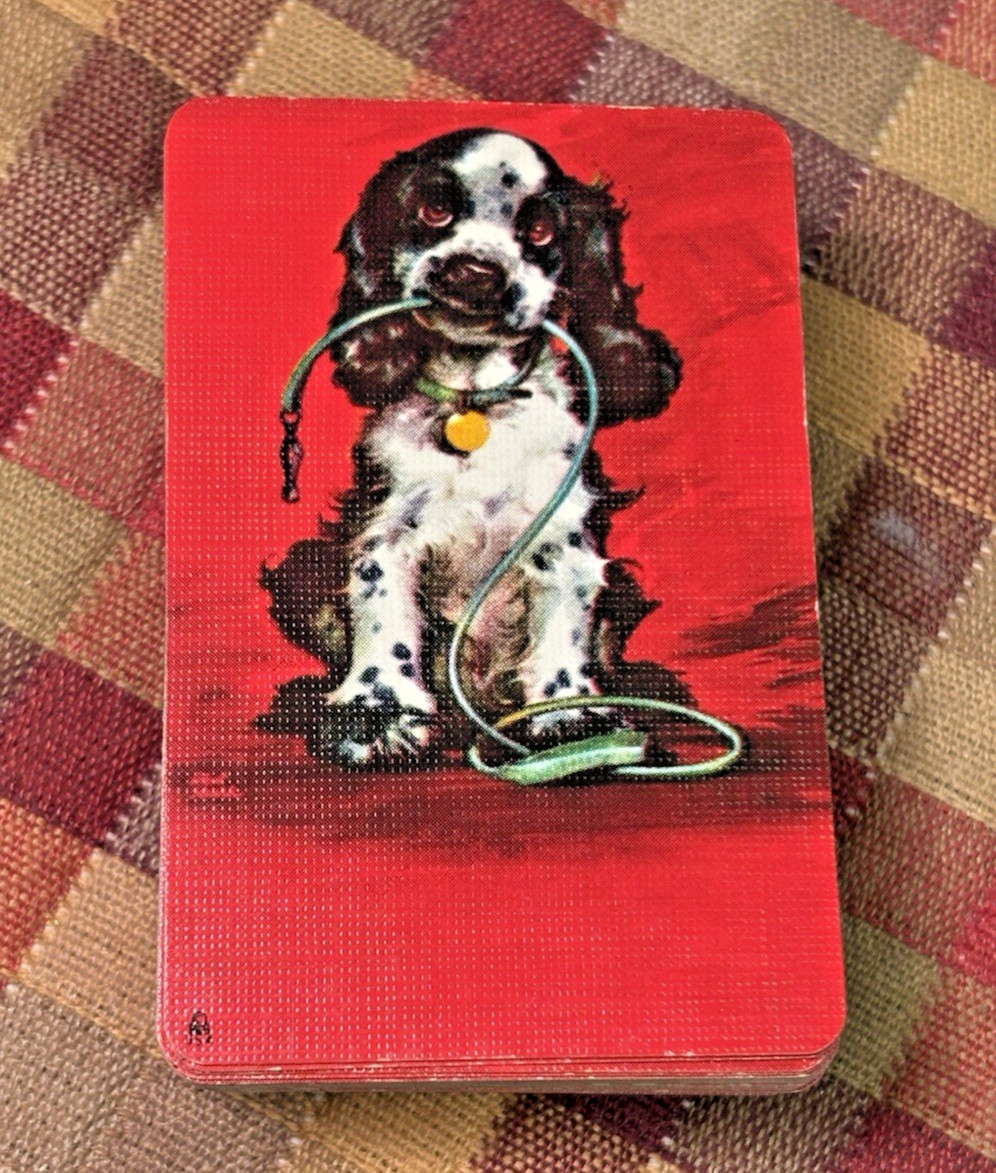 Vintage Mini Hoyle Playing Cards 2.5" Dog Cocker Spaniel Black & White