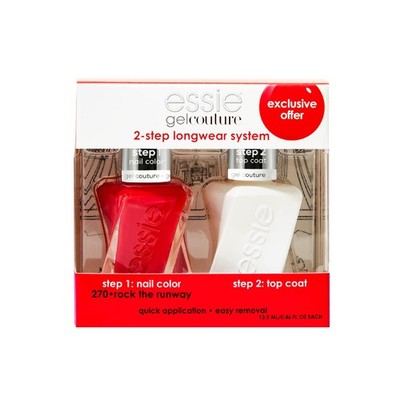 essie gel couture nail polish + top coat kit, 270 rock the runway