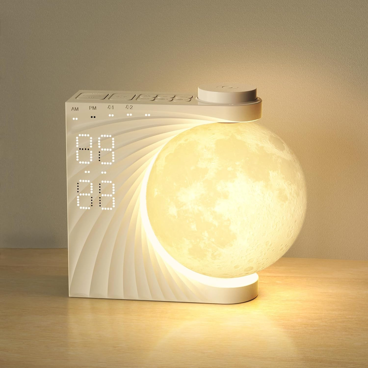 Lampada Da Luna Con Sveglia Luminosa, LED a 8 Colori, Macchina Sonora Con Luce N