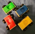 Vintage Fisher Price little people set/4 colored top Garage cars