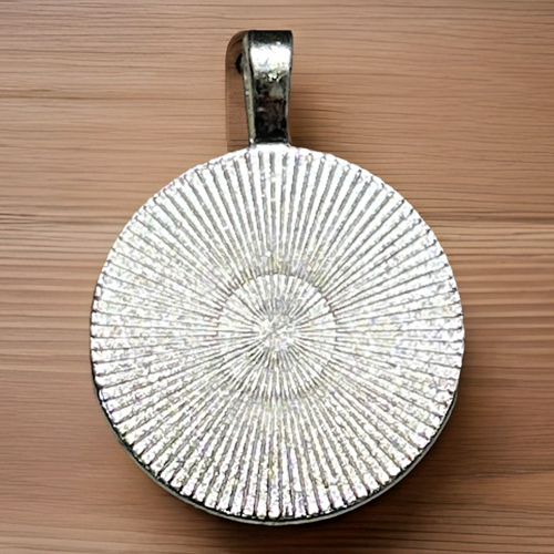 Cabochon Pendant ~ Butterfly ~ Silver-Tone ~ 20" Chain - Picture 2 of 4