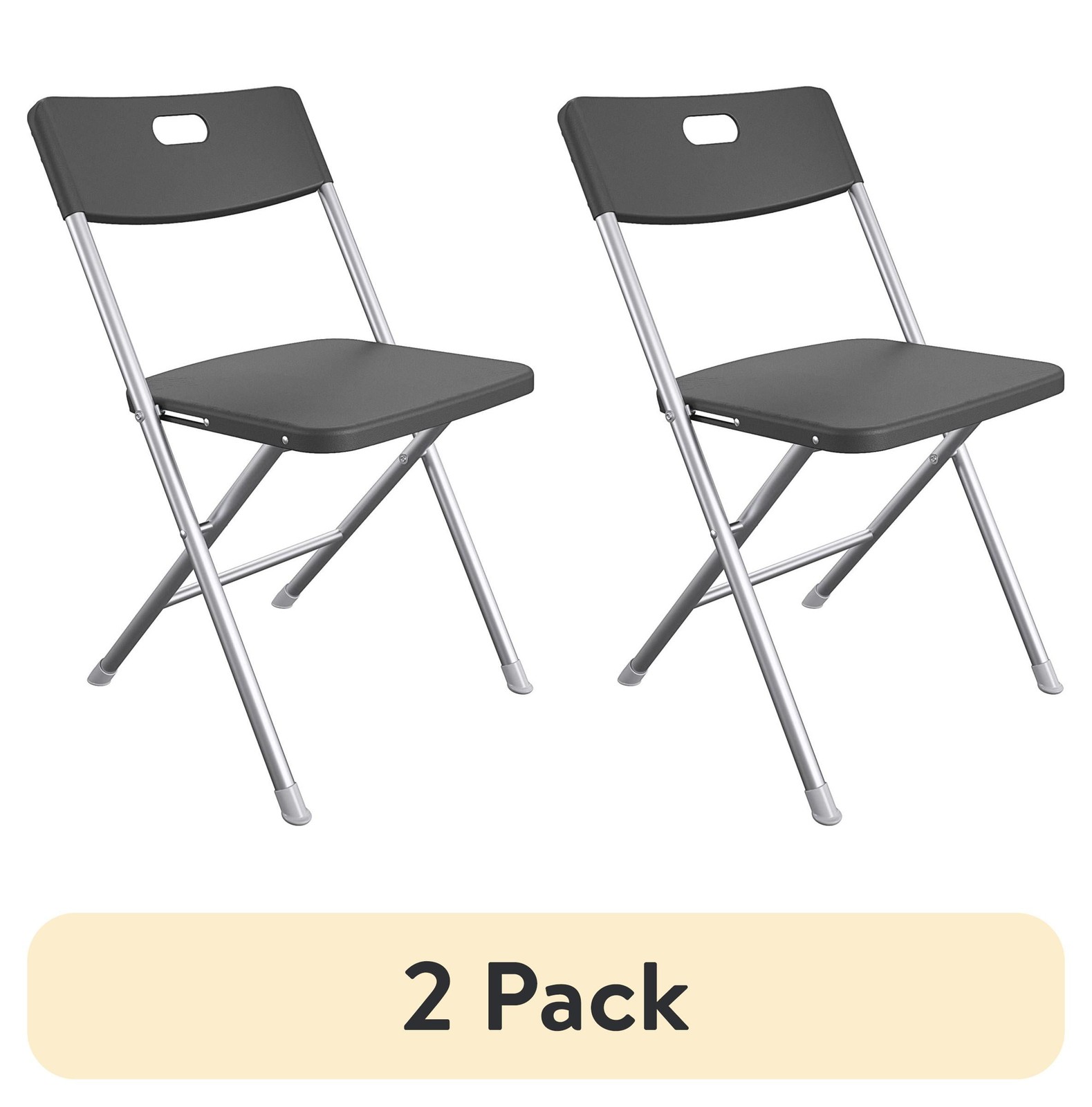 2-Pack Black Mainstays Resin Folding Chairs 19x18x29.5 Inches