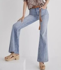 Pilcro High Rise Trouser Bootcut Jeans Light Wash Denim Button Fly Western Boho