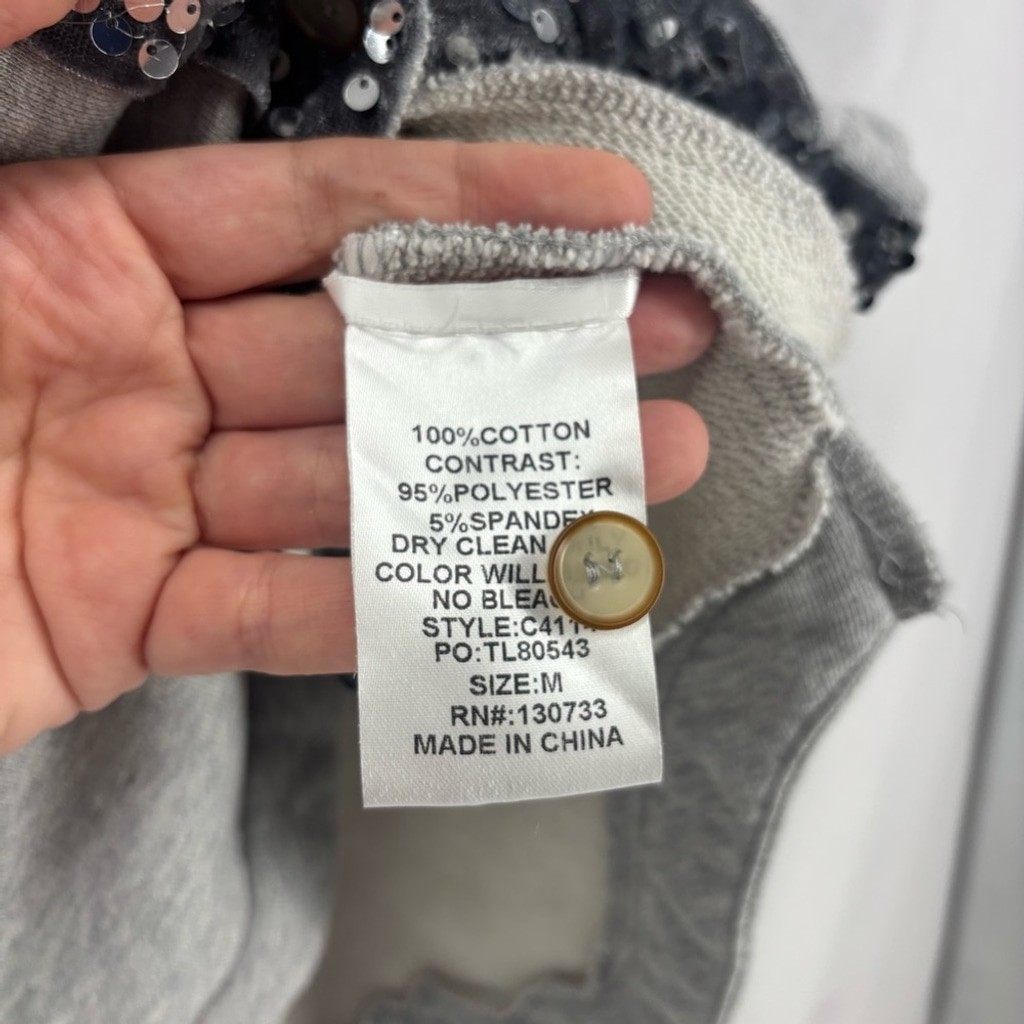 Umgee Gray Sequin Trim Button Front Jacket Sweats… - image 5