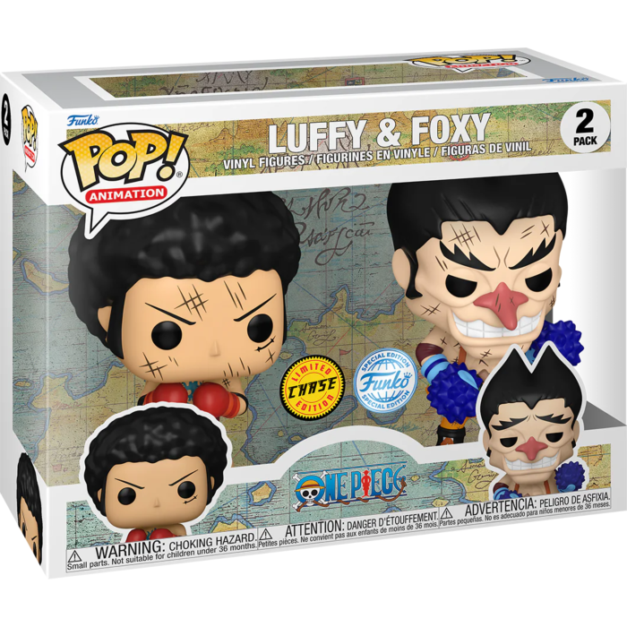 Funko pop 2 pack Luffy et Foxy chase one piece + protector