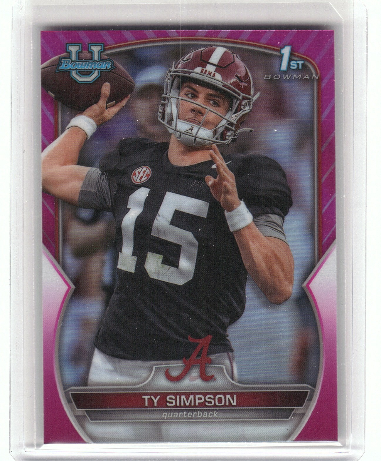 2022 Bowman University Chrome #80 Ty Simpson Pink Refractor