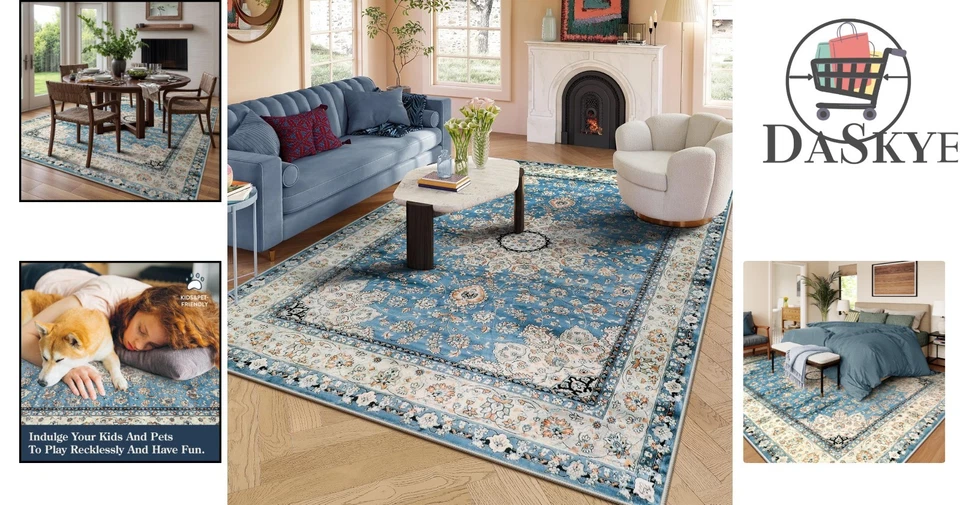 Soft & Stain-Resistant 8x10 Vintage Floral Area Rug for Cozy Living Spaces - Image 2 of 4