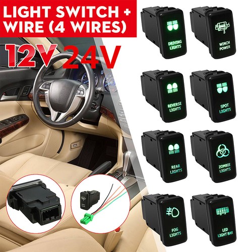 Barra de luz LED PARA TOYOTA Hilux Prado Landcruiser HIACE interruptor de empuje verde 1 pieza - Imagen 1 de 11