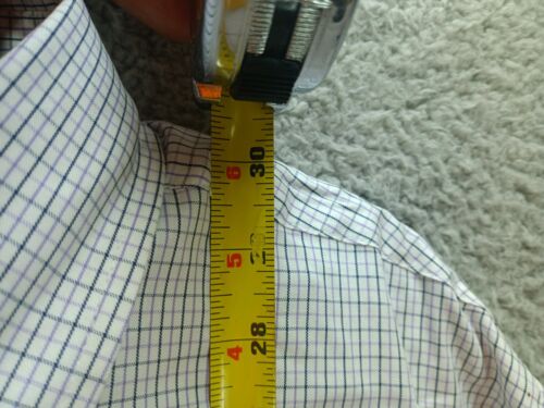 Izod Button Down Shirt Men’s Easy Care Purple Green Check Cotton sz 17.5 - Picture 4 of 8