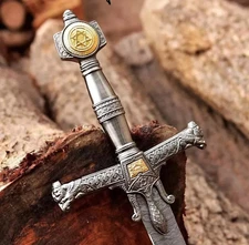 King Solomon Crusader Medieval Sword Sharp Damascus Handmade Exotic Gift For Him