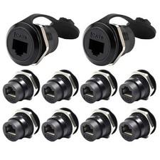 10pcs Rj45 Shielded Panel Mount Connector Cat6//5e/5 8p8c Ethernet Lan Cable Cou
