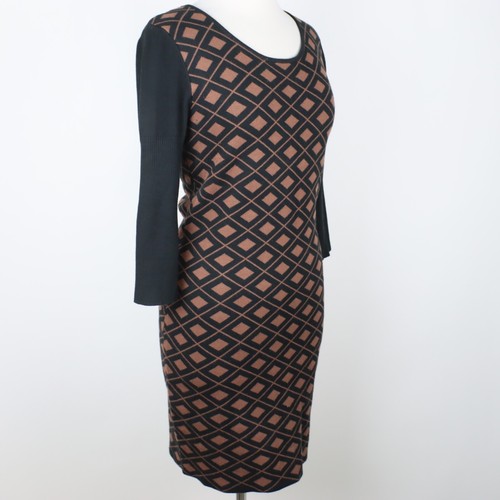 Langarmiges Damenkleid aus geometrischem Strick Bodycon - Bild 2 von 5