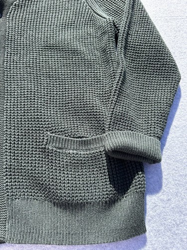LL Bean Men's 100% Organic Cotton Waffle Sweater, Cardigan XL Dark Pine - Picture 7 of 20