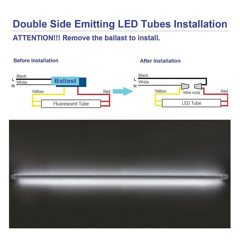6 PACK 7FT 60W Led Tube R17D T12/HO/RDC Base F84T12/D/HO For Double ...