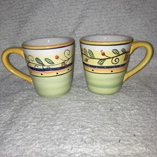 PHILIPPE RICHARD ITALIA 2 PC Set COFFEE MUGS TEA CUPS Hand Painted 4.25” Vintage