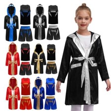 Kids Boys Suit Kickboxing Outfit Robe Set Vest Uniform Cloak Exercise Running