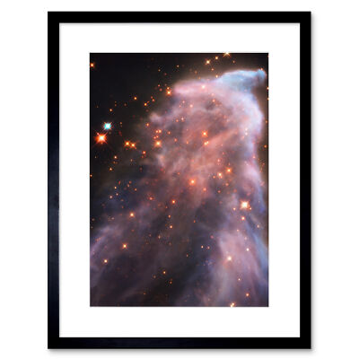 Hubble Space Telescope IC 63 Ghost Nebula Blue Red Dust Gas Framed Wall Art 9X7''