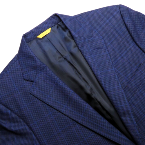Mint! 42 SH Hickey Freeman Yellow Label Royal Blue Mini Plaid Wool - Picture 2 of 15
