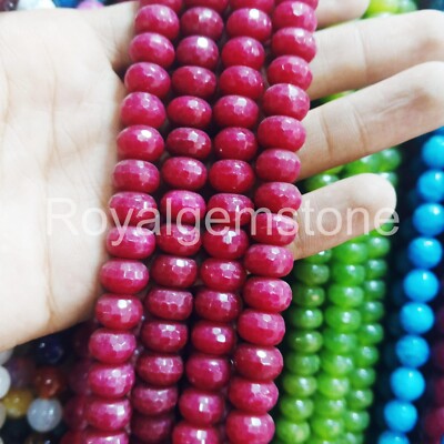 Natural Ruby Jade Smooth Beads, Ruby Jade Roundelle Shape Faceted Beads 14 inch