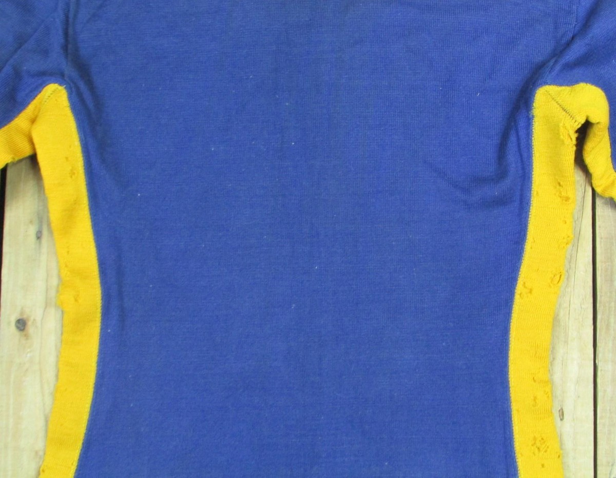 Vintage 1930s Blue/Gold Antique Football Jersey Wool Rayon Knit