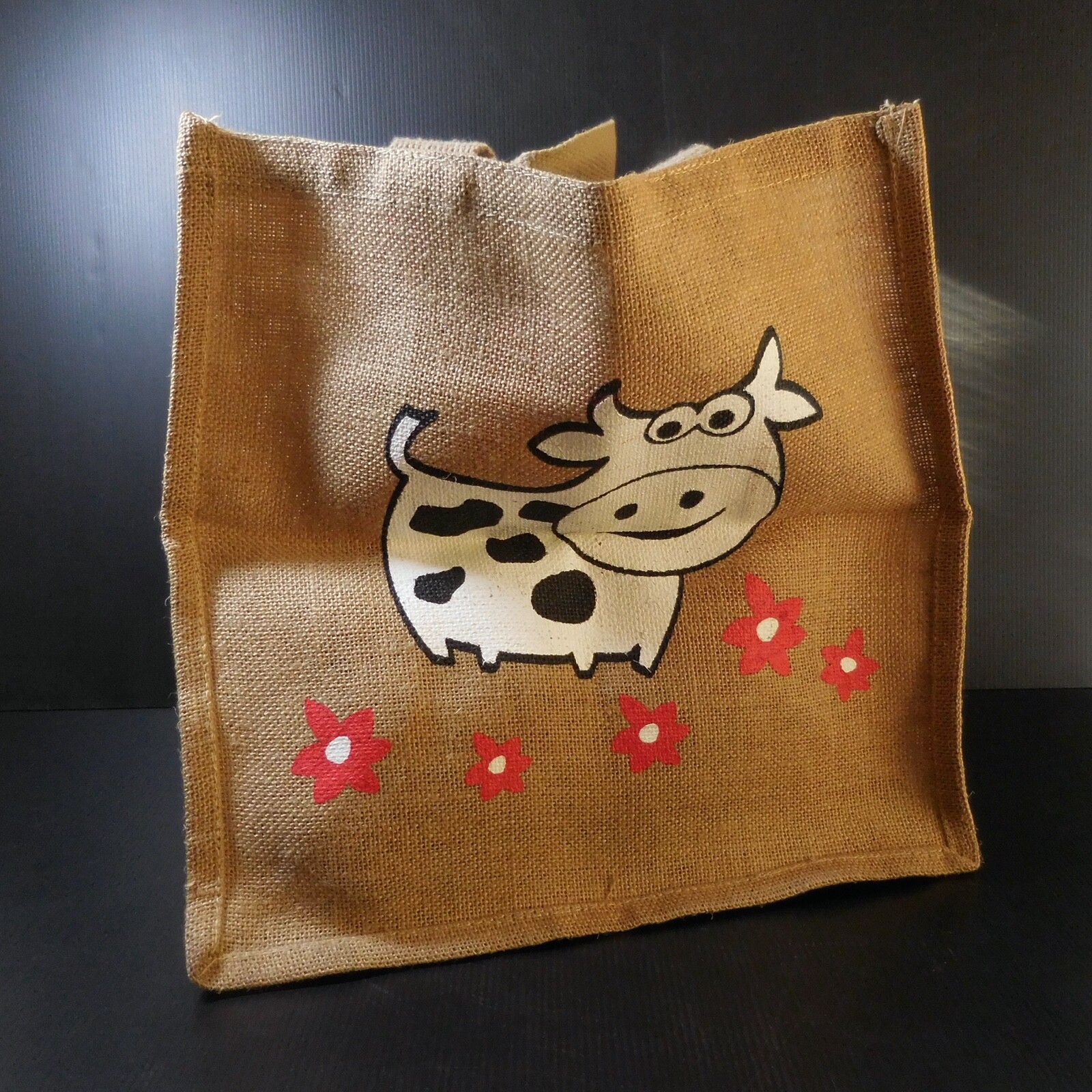 Bolso Capazo de Lona Yute Vaca Pomme Flor Vintage, Decorado Mujer Hombre N6360