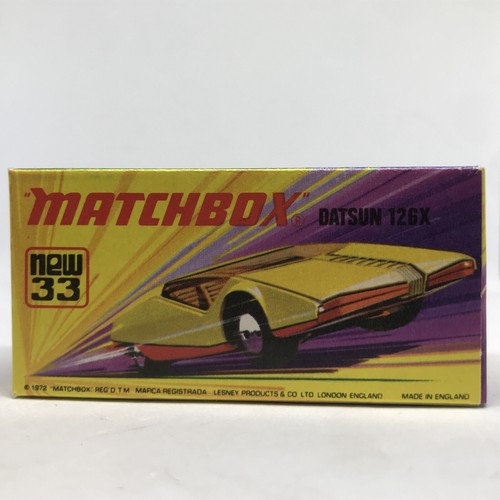 Lesney Matchbox Superfast Datsun 126X No. 33 1973 Yellow/Orange - England W/Box - Picture 16 of 23