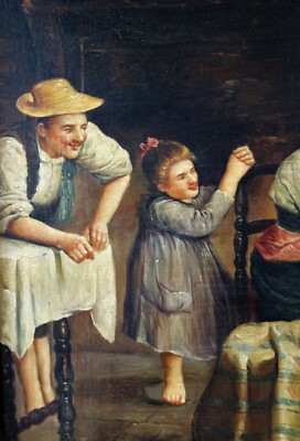 Tableau Inspiré D'Une Famille Heureuse Par Eduardo Eugenio Zampighi - Peinture