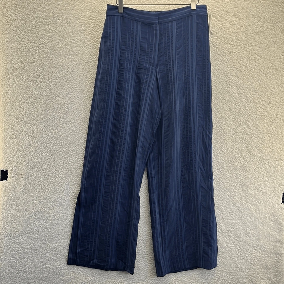 Club Monaco Pants Womens Sonya Blue Striped Trousers Size 10 - Image 2 of 4