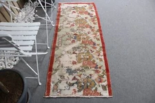 Vintage Rug, Oushak Rugs, Turkish Rug, 2.2x5.5 ft Runner Rugs, Cool Rugs