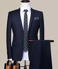 Elegante abito vestito completo uomo grigio nero blu giacca pantalone SLIM 1015