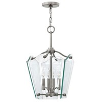 HäNgeleuchte Deckenlampe Pendelleuchte Glas Metall Nickel D 30,5 Cm 4 Flammig