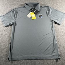 NWT Mens Under Armour Loose Fit Performance Polo Shirt Golf Size XL Gray Logo