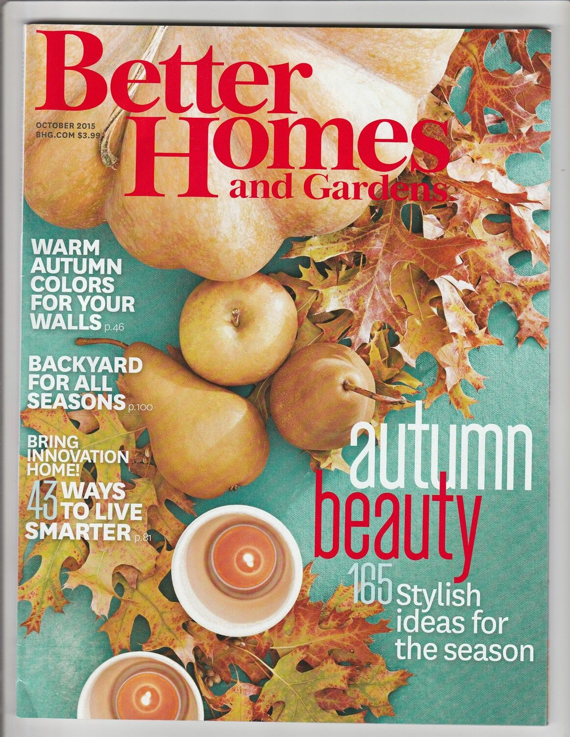 Better Homes and Gardens Magazine October 2015 Issue Home Decor Tips