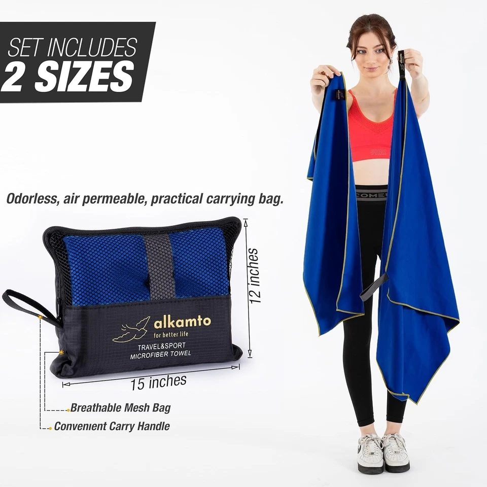 Juego de toallas de microfibra para gimnasio y viaje tamaño en 1 paquete XL y S secado rápido yoga Foto 3 de 4