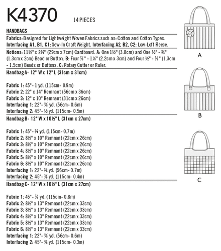 Kwik Sew Pattern 4370, TOTE BAGS WITH VARIATIONS, New - Bild 2 von 2
