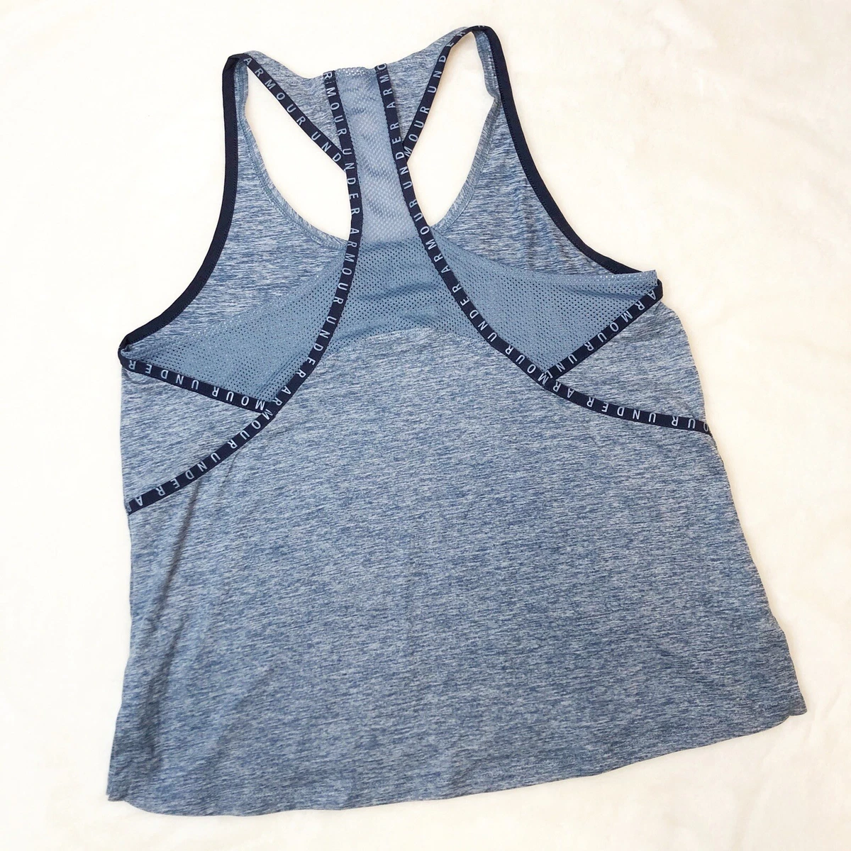 Under Armour Womens UA Knockout Mesh Back Tank Top Blue Heathered