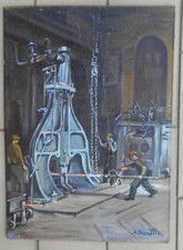 A. NAIROTTI ? NEIROTTI ? QUADRO DIPINTO AD OLIO SU TELA LAVORO ALL' ALTOFORNO