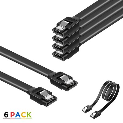 SATA Cable III 6Gbps Straight HDD SDD Data Cable with Locking Latch 15 in 6Pack