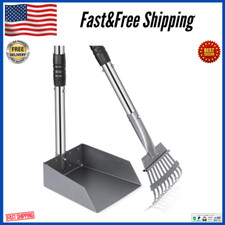 Pooper Scooper For Large Dogs Adjustable Long Handle Metal Tray Rake And Spade..