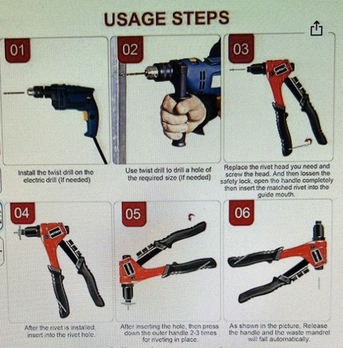 WETOLS Manual Rivet Gun Kit with 118 Pcs Rivets, 4 Heads & 4 Twist Drills - Picture 13 of 13