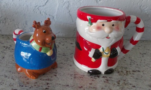 NIB PFALTZGRAFF SANTA & REINDEER HOLIDAY MUG & MINI CREAMER SET - Picture 3 of 4