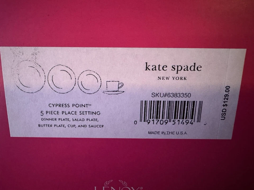 Vajilla KATE SPADE New York Cypress Point 5 piezas blanco ¡NUEVA! Foto 2 de 2