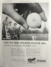 1955 Spalding Air Flite Golf Ball Dura Thin Cover Long Ball Vintage Print Ad