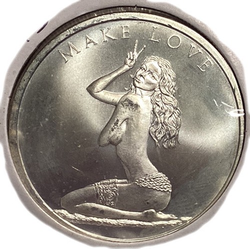 1 oz troy .999 Pure AG Silver Shield 2019 Make Love - Imagen 2 de 2