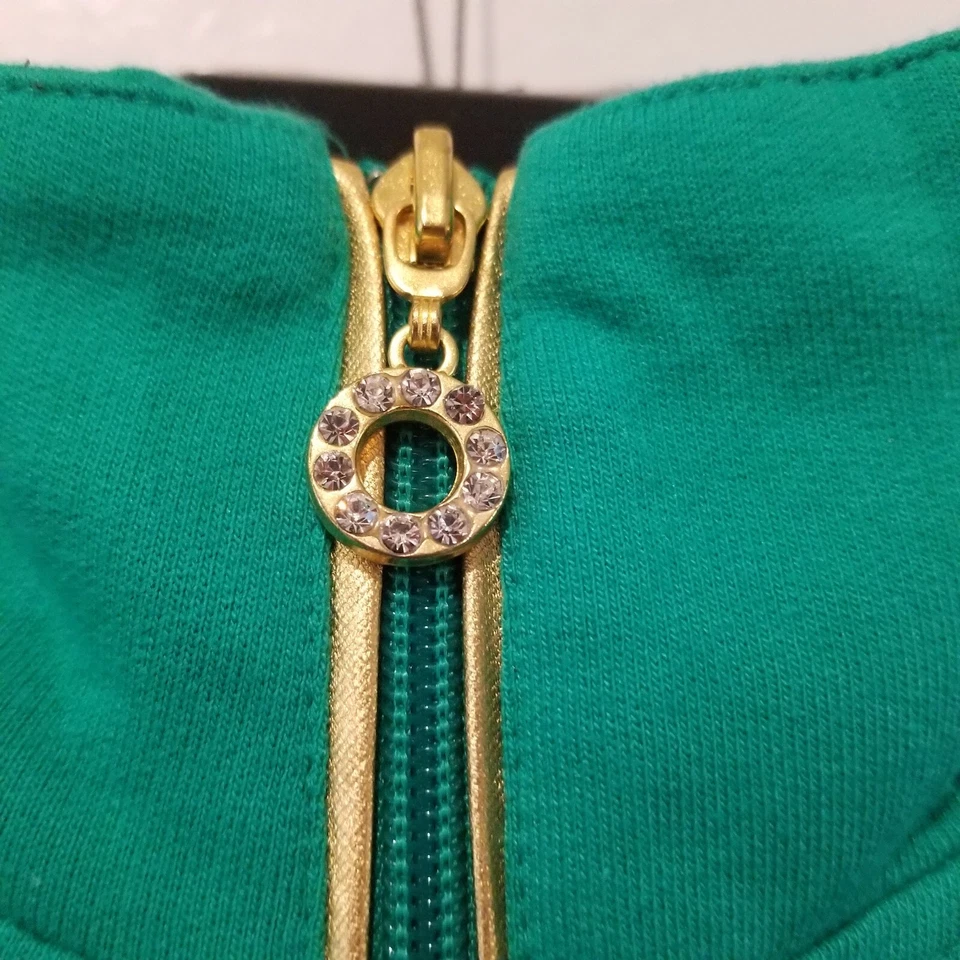 Quacker Factory Womens Full-Zip Jacket & Tank Top Set Small Green w/ Gold Trim - Image 4 of 4