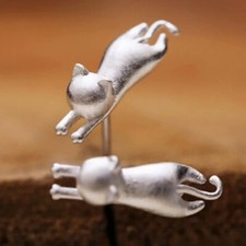 925 Sterling Silver Lovely Cat Necklace Stud Earrings Women jewellery Gift