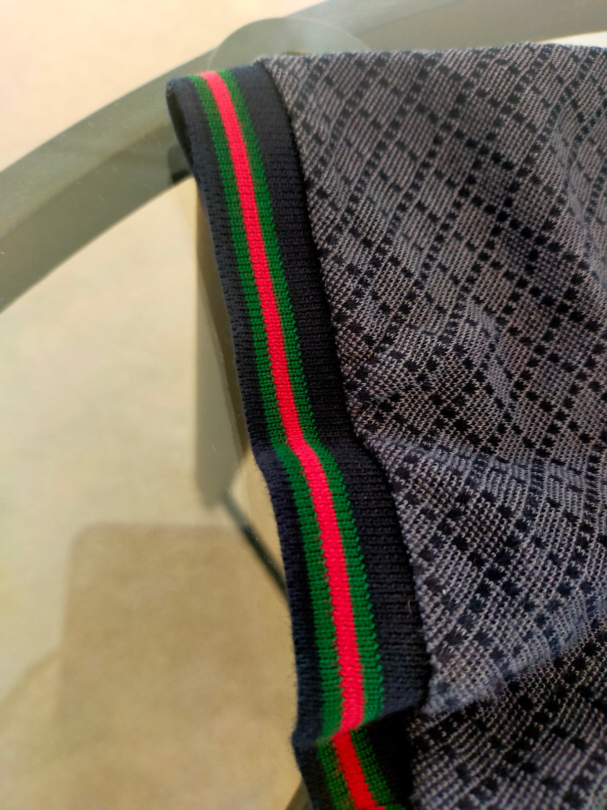 Gucci Diamond Patterned Dark Gray Polo Shirt Size… - image 13