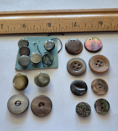 Vintage antique LOT of ABALONE SHELL sewing buttons for craft clothes jewelry